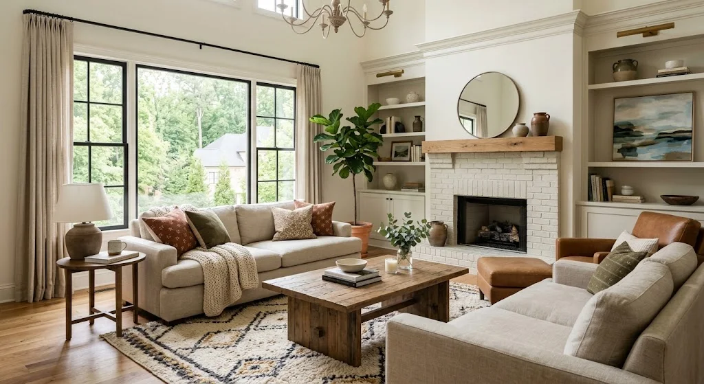Warm, considered residential interior representing Set & Style interior design and home staging in North Atlanta